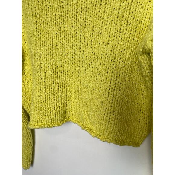 Anthropologie Mock Neck Sweater Oversized Yellow Knit Wide Sleeve Boho Pullover - Picture 8 of 14